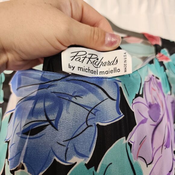 Pat Richards By Michael Maielleo Dress Size S Pastel Floral Flowy Whimsy Vtg USA - Picture 6 of 10